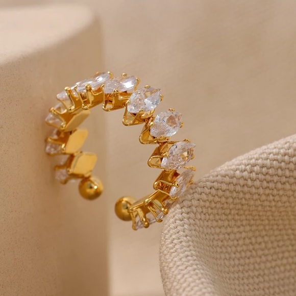 💛Gold plated CZ adjustable ring - Picture 4 of 6